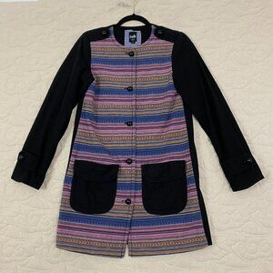 Twik Band Jacket 100% Cotton Multi-color Button Up Size XS